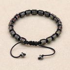 Dragon Blood Stone and Hematite Disc Braided Bracelet