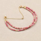 Handmade 3mm Faceted Rhodonite Double-Layer Bracelet with Magnetic Clasp