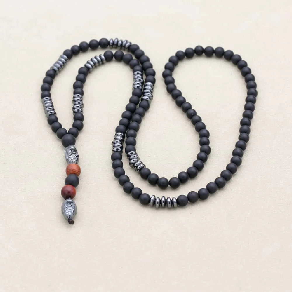 Men's Matte Onyx & Hematite Grounding Necklace: Strength and Inner Balance