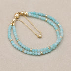 Handmade 3mm Faceted Amazonite Double-Layer Bracelet with Magnetic Clasp