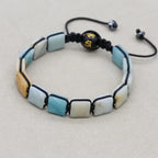 Handmade 10mm Square Amazonite Braided Bracelet Unisex Spiritual Mantra Jewelry Adjustable
