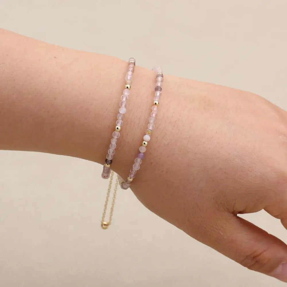 Handmade 3mm Faceted Super Seven Crystal Double-Layer Bracelet with Magnetic Clasp