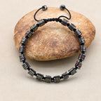 Dragon Blood Stone and Hematite Disc Braided Bracelet