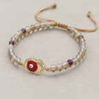 Red Eyelash Evil Eye Fluorite Bracelet: Passion & Protection Talisman