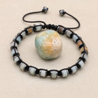Unisex Amazonite & Hematite Disc Braided Bracelet | Adjustable