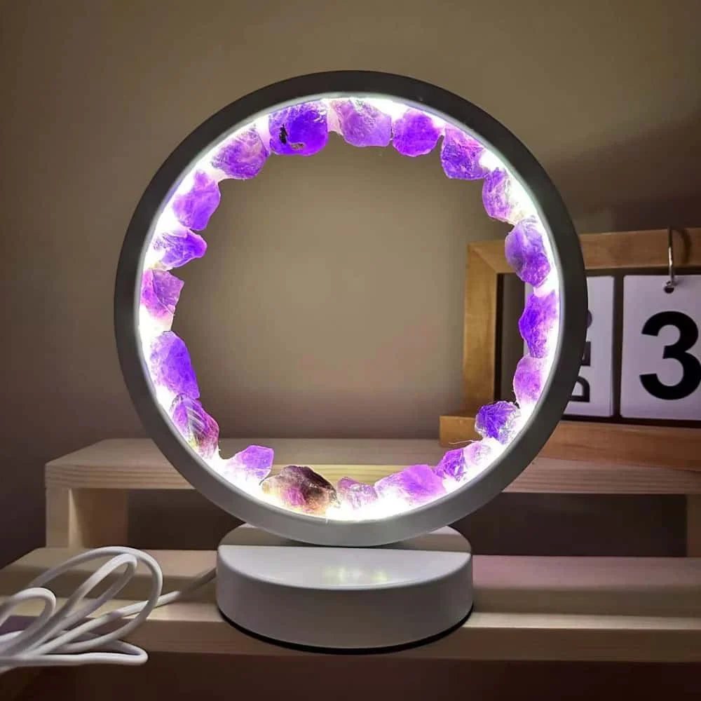 Tranquil Sleep: Amethyst Crystal Halo Night Light for Peace and Anxiety Relief