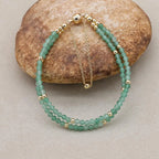 Handmade 3mm Faceted Green Aventurine Double-Layer Bracelet with Magnetic Clasp