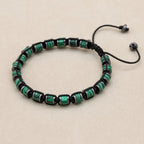 Malachite and Hematite Beaded Braided Bracelet for Men Women