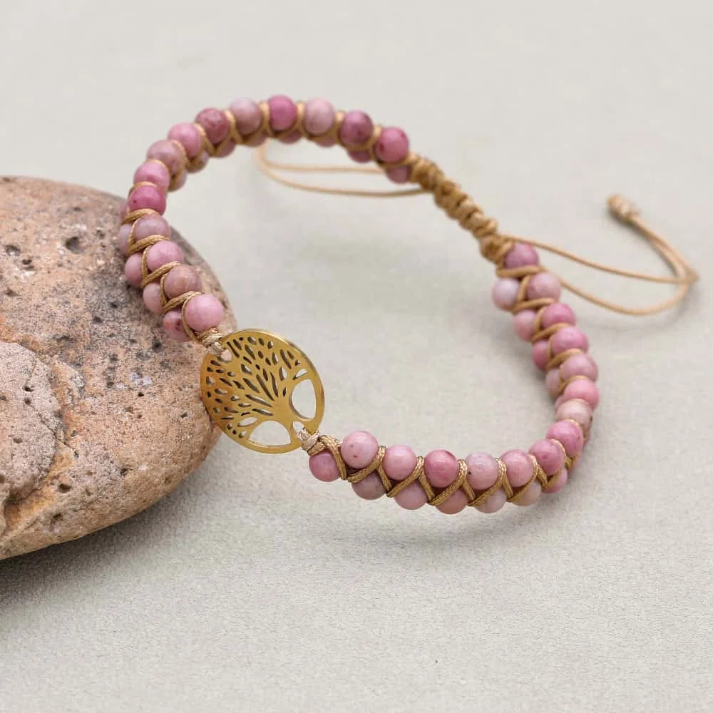 Rhodonite Tree of Life Bracelet: Love & Emotional Healing Talisman