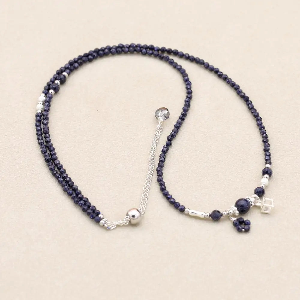 Wisdom and Courage Blue Sandstone Layered Wrap Bracelet