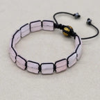 Unisex 10mm Square Rose Quartz Braided Bracelet