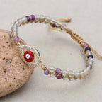 Natural Fluorite Double-Layer Evil Eye Bracelet: Clarity & Protection (Unisex)
