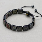 Unisex 10mm Square Dragon Blood Stone Braided Bracelet