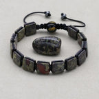 Unisex 10mm Square Dragon Blood Stone Braided Bracelet