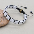 Unisex 10mm Square White Howlite Braided Bracelet