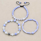 Blue Agate Serenity Bracelet Set: Calm & Clarity Trio (3 PCS)