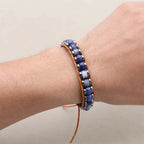Clarity and Protection Sodalite Hematite Leather Wrap Bracelet