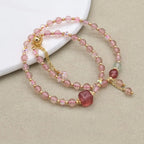 Liebe und Harmonie Mehrlagiges Wickelarmband aus Erdbeerquarz