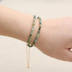 Handmade 3mm Faceted African Turquoise Double-Layer Bracelet with Magnetic Clasp