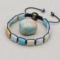 Handmade 10mm Square Amazonite Braided Bracelet Unisex Spiritual Mantra Jewelry Adjustable