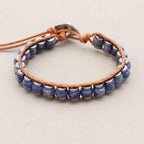 Clarity and Protection Sodalite Hematite Leather Wrap Bracelet