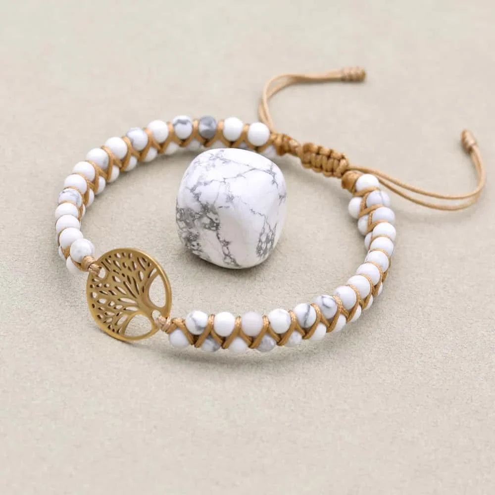 Howlite Tree of Life Bracelet: Patience & Calm Energy Talisman