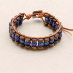 Wisdom and Courage: Lapis Lazuli Tiger's Eye Woven Leather Bracelet