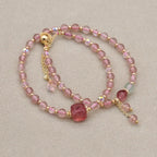 Liebe und Harmonie Mehrlagiges Wickelarmband aus Erdbeerquarz