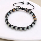 Unisex Amazonite & Hematite Disc Braided Bracelet | Adjustable
