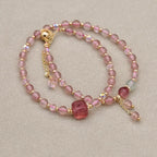Liebe und Harmonie Mehrlagiges Wickelarmband aus Erdbeerquarz
