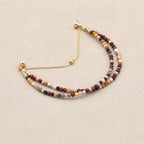 Handmade 3mm Faceted Mookaite Jasper Double-Layer Bracelet with Magnetic Clasp