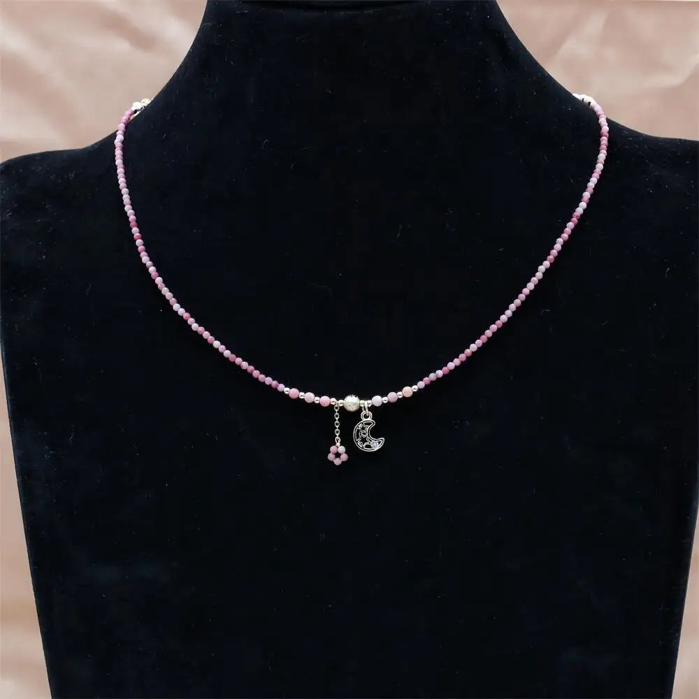 Emotionale Heilung Mehrlagiges Mond-Wickelarmband aus rosa Opal