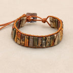 Picasso Jasper Leather Wrap Bohemian Bracelet for Men and Women