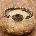 Pulsera trenzada de doble capa de hematita y labradorita: protección e intuición