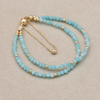 Handmade 3mm Faceted Amazonite Double-Layer Bracelet with Magnetic Clasp