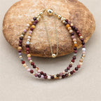 Handmade 3mm Faceted Mookaite Jasper Double-Layer Bracelet with Magnetic Clasp