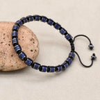 Unisex Lapis Lazuli and Hematite Disc Braided Bracelet