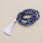 Inner Calm and Clarity 108 Sodalite Natural Stone Mala Tassel Necklace