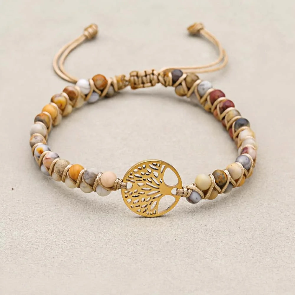 Crazy Lace Agate Tree of Life Bracelet: Laughter & Earthy Vitality Talisman