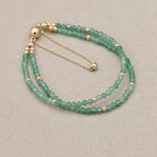 Handmade 3mm Faceted Green Aventurine Double-Layer Bracelet with Magnetic Clasp