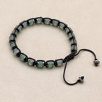 Green Aventurine & Hematite Disc Braided Bracelet | Unisex Adjustable