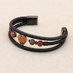 8mm Heart Picasso Stone & Hematite Multilayer Leather Bracelet