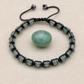 Green Aventurine & Hematite Disc Braided Bracelet | Unisex Adjustable
