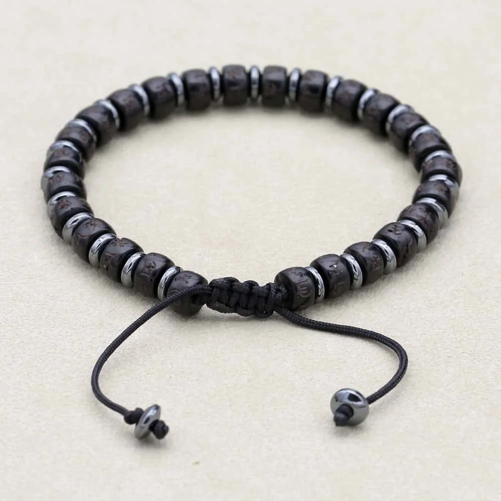 Pulsera de Concha de Coco con Mantra de Protección y Paz