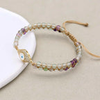 White Evil Eye Rainbow Fluorite Bracelet: Purity & Mind Clarity Talisman