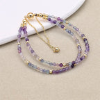 Handmade 3mm Faceted Rainbow Fluorite Double-Layer Bracelet with Magnetic Clasp