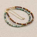 Handmade 3mm Faceted African Turquoise & Tiger Eye Double-Layer Bracelet with Magnetic Clasp