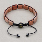 Unisex 10mm Square Sunstone Braided Bracelet with Mantra Agate