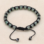 Green Aventurine & Hematite Disc Braided Bracelet | Unisex Adjustable