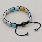 Handmade 10mm Square Amazonite Braided Bracelet Unisex Spiritual Mantra Jewelry Adjustable